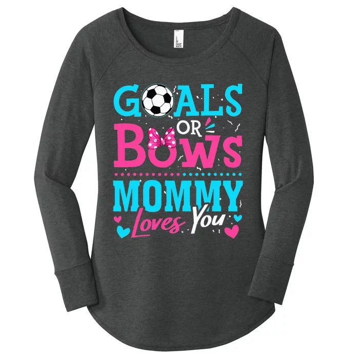 Gender Reveal Goals Or Bows Mommy Loves You Soccer Women's Perfect Tri Tunic Long Sleeve Shirt