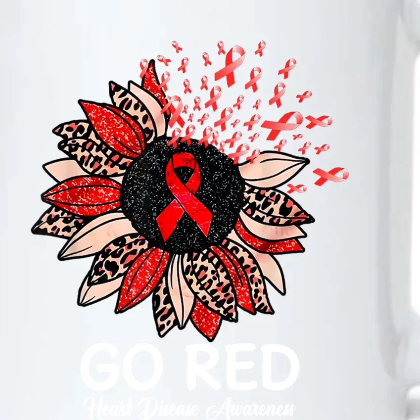 Go Red Heart Disease Awareness Month Ribbon Sunflower Gift Black Color Changing Mug