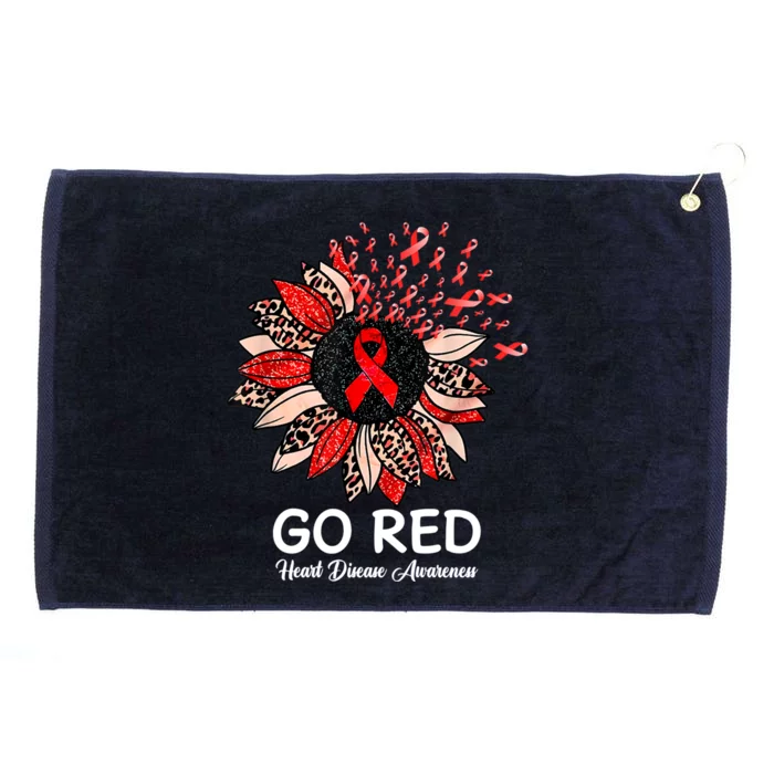 Go Red Heart Disease Awareness Month Ribbon Sunflower Gift Grommeted Golf Towel