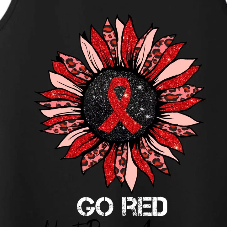 Go Red Heart Disease Awareness Month Ribbon Sunflower Gift Performance Tank