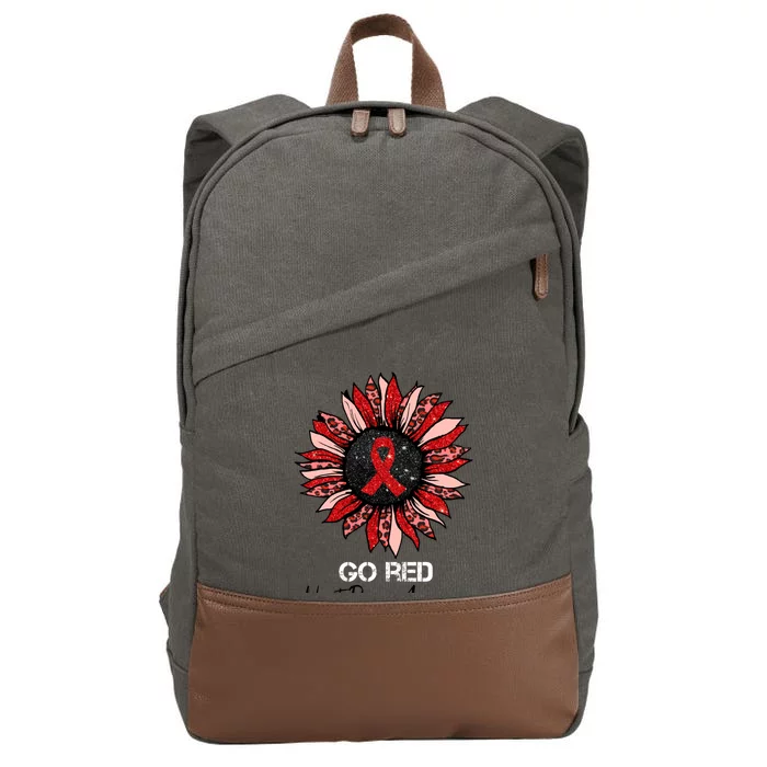 Go Red Heart Disease Awareness Month Ribbon Sunflower Gift Cotton Canvas Backpack