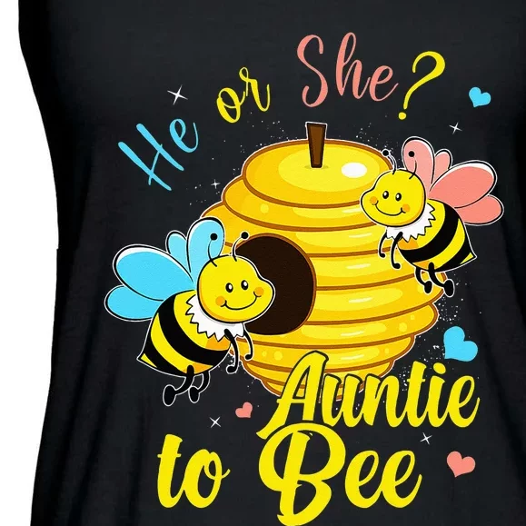 Gender Reveal He Or She Auntie To Bee Baby Announcement Ladies Essential Flowy Tank