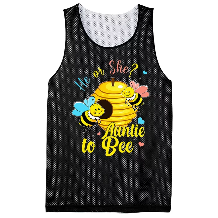 Gender Reveal He Or She Auntie To Bee Baby Announcement Mesh Reversible Basketball Jersey Tank