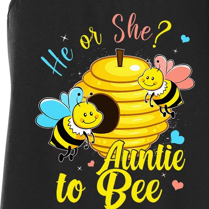 Gender Reveal He Or She Auntie To Bee Baby Announcement Women's Racerback Tank