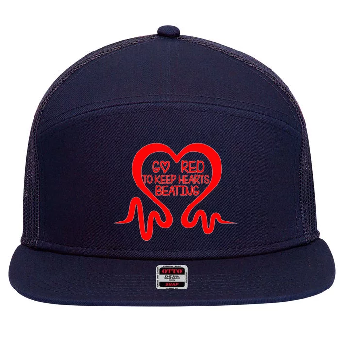 Go Red Heart Disease Awareness Month Gift 7 Panel Mesh Trucker Snapback Hat