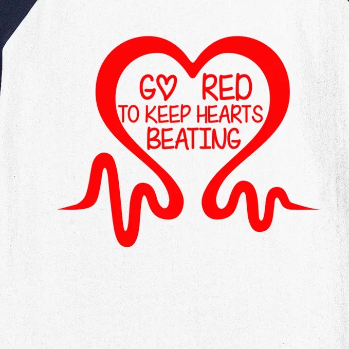 Go Red Heart Disease Awareness Month Gift Baseball Sleeve Shirt