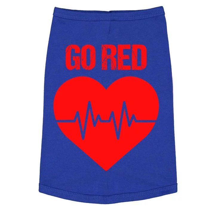 Go Red Heart Disease Awareness Red Heart Funny Gift Doggie Tank