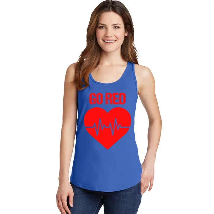 Go Red Heart Disease Awareness Red Heart Funny Gift Ladies Essential Tank