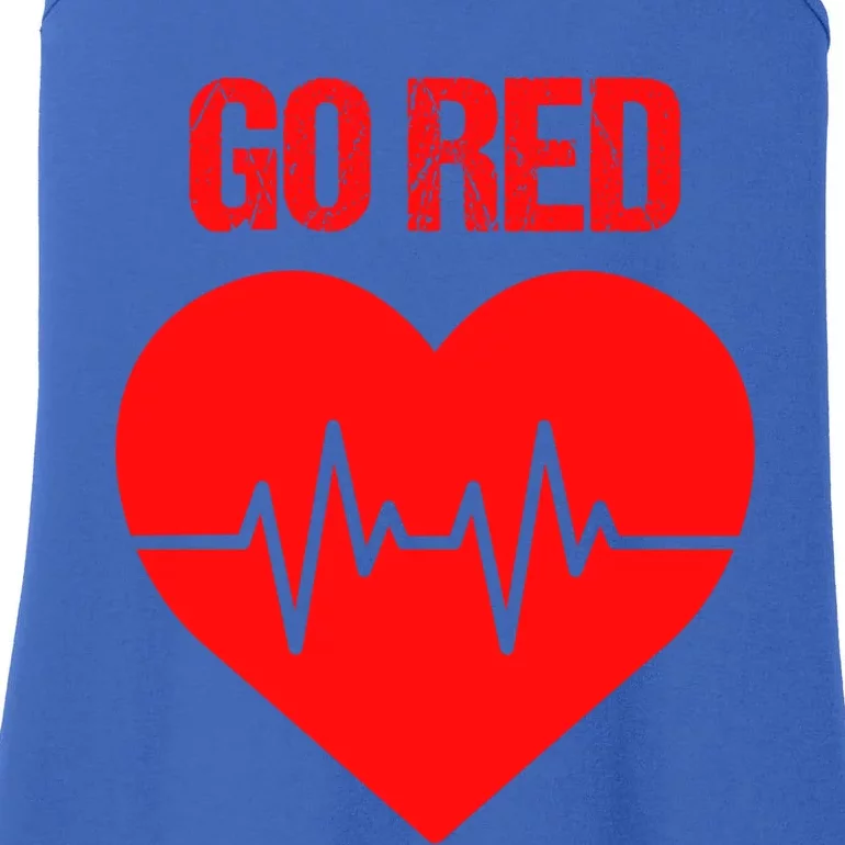 Go Red Heart Disease Awareness Red Heart Funny Gift Ladies Essential Tank