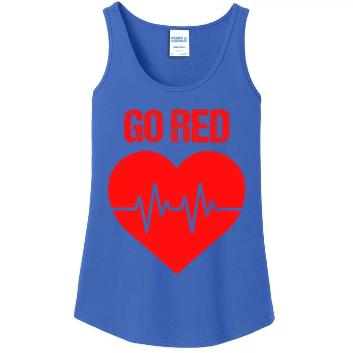 Go Red Heart Disease Awareness Red Heart Funny Gift Ladies Essential Tank