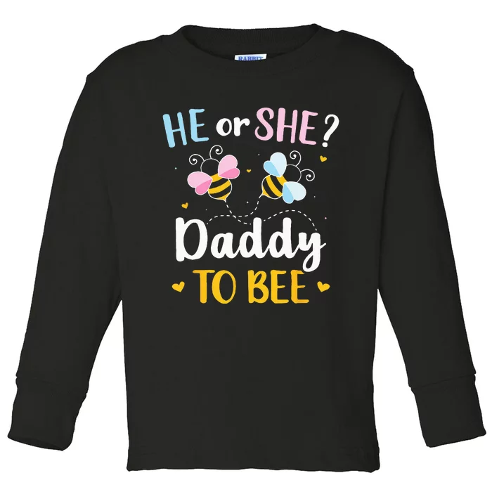 Gender reveal he or she daddy matching family baby party Toddler Long Sleeve Shirt