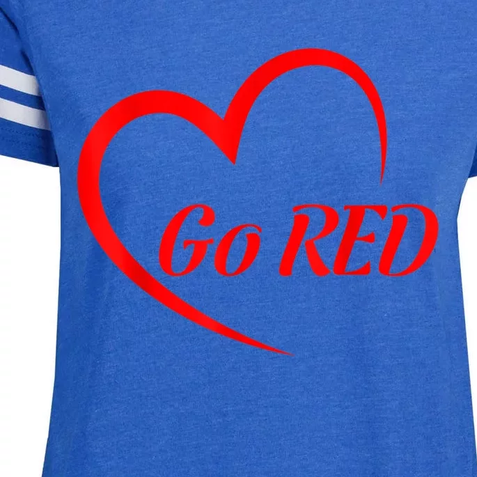 Go Red Heart Disease Awareness Red Heart Cool Gift Enza Ladies Jersey Football T-Shirt