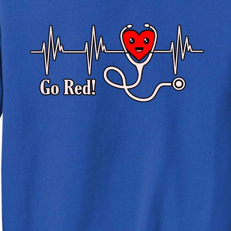 Go Red Heartbeat Heart Disease Awareness Survivor Graphic Cool Gift Tall Sweatshirt