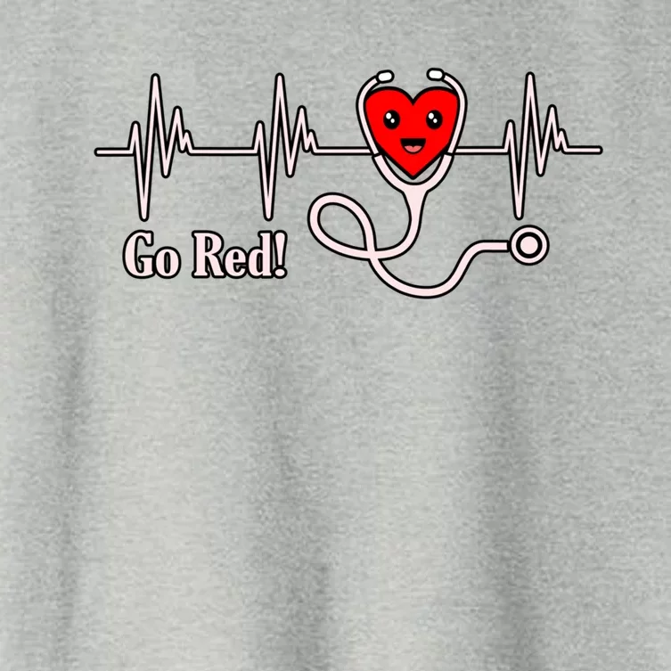 Go Red Heartbeat Heart Disease Awareness Survivor Graphic Cool Gift Women's Crop Top Tee