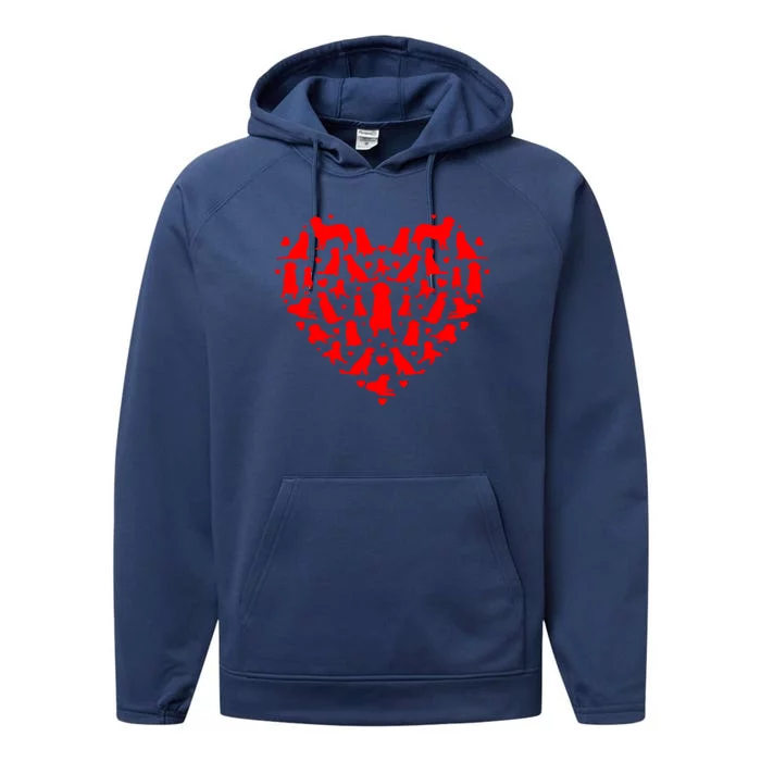 Golden Retrievers Hearts Love Dog Lover Valentines Day Gift Performance Fleece Hoodie