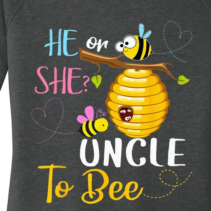 Gender Reveal He Or She Uncle To Bee Mothers Day Women's Perfect Tri Tunic Long Sleeve Shirt