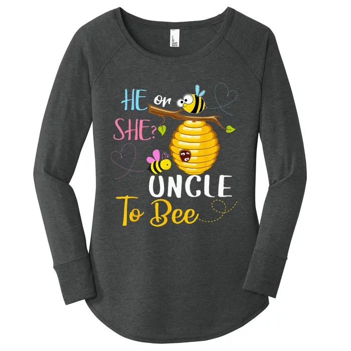 Gender Reveal He Or She Uncle To Bee Mothers Day Women's Perfect Tri Tunic Long Sleeve Shirt