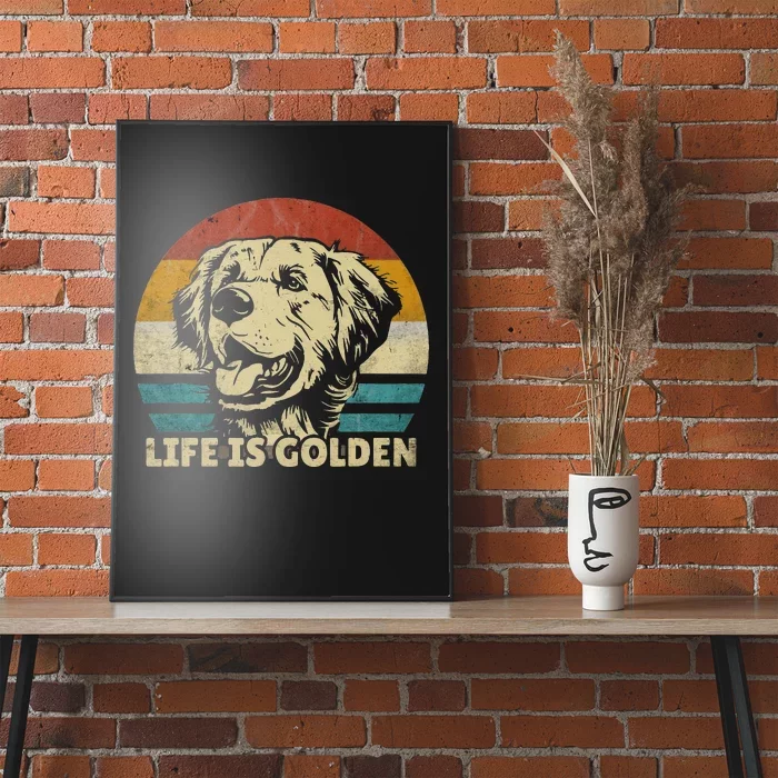 Golden Retriever Hund Life is golden retro vintage Poster