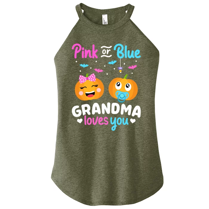 Gender Reveal Halloween Pregnancy Pink Blue Grandma Love Cute Gift Women’s Perfect Tri Rocker Tank