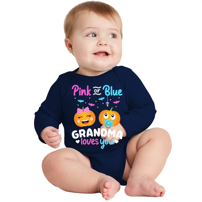 Gender Reveal Halloween Pregnancy Pink Blue Grandma Love Cute Gift Baby Long Sleeve Bodysuit