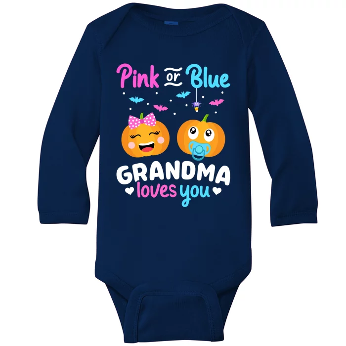 Gender Reveal Halloween Pregnancy Pink Blue Grandma Love Cute Gift Baby Long Sleeve Bodysuit