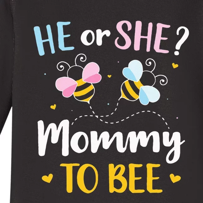 Gender reveal he or she mommy matching family baby party Baby Long Sleeve Bodysuit