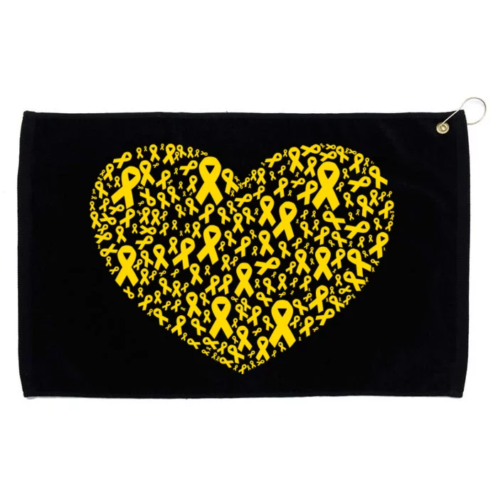 Gold Ribbon Heart Childhood Cancer Awareness Support Grommeted Golf Towel