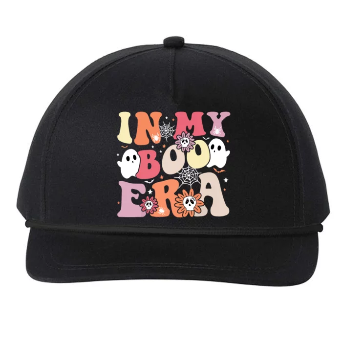 Groovy Retro Halloween In My Boo Era Cute Ghost Gift Snapback Five-Panel Rope Hat