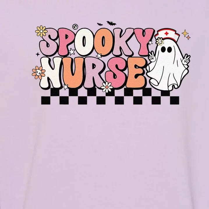 Groovy Retro Halloween Costume Spooky Nurse ER ICU RN PICU Cute Garment-Dyed Sweatshirt