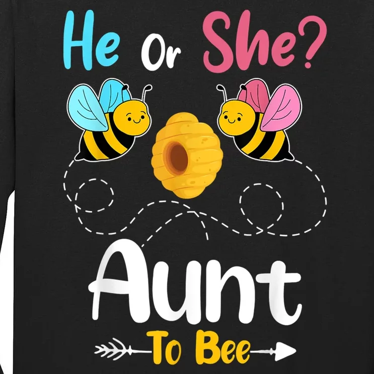 Gender Reveal He Or She Aunt To Bee Baby Announcement Tall Long Sleeve T-Shirt