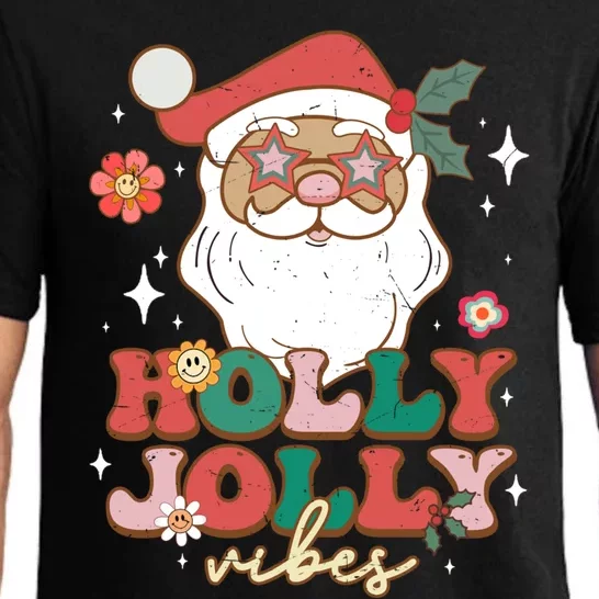 Groovy Retro Holly Xmas Jolly Vibes Santa Claus Christmas Great Gift Pajama Set