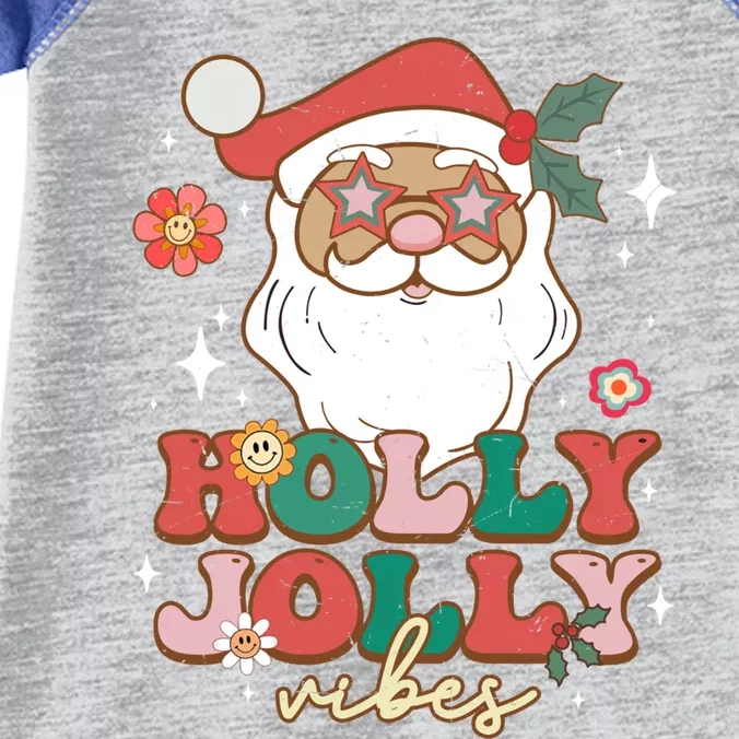 Groovy Retro Holly Xmas Jolly Vibes Santa Claus Christmas Great Gift Infant Baby Jersey Bodysuit