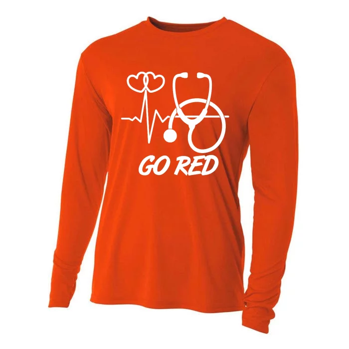 Go Red Heart Disease Awareness Month Wear Red Cooling Performance Long Sleeve Crew