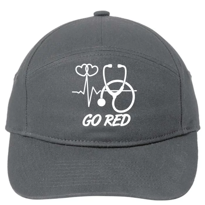 Go Red Heart Disease Awareness Month Wear Red 7-Panel Snapback Hat