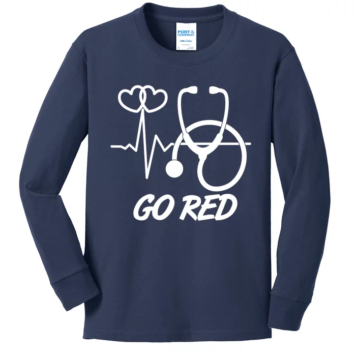 Go Red Heart Disease Awareness Month Wear Red Kids Long Sleeve Shirt