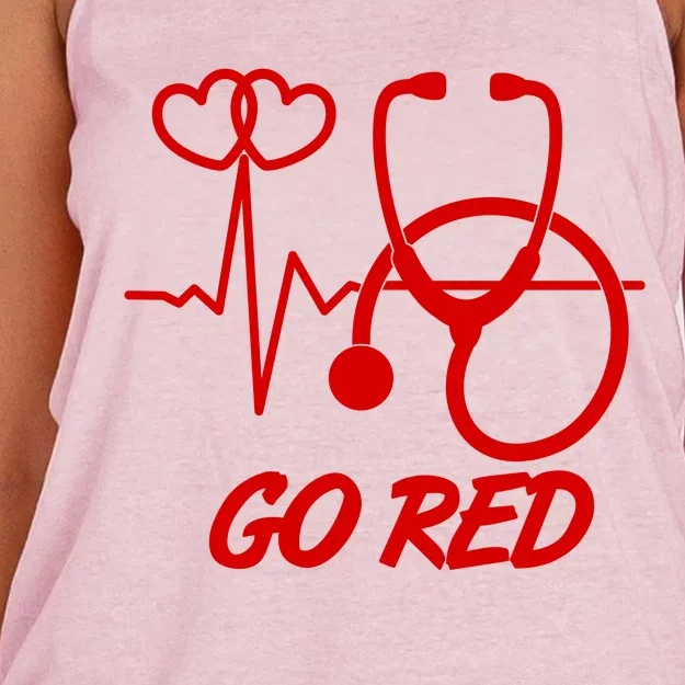 Go Red Heart Disease Awareness Month Wear Red Women's Knotted Racerback Tank