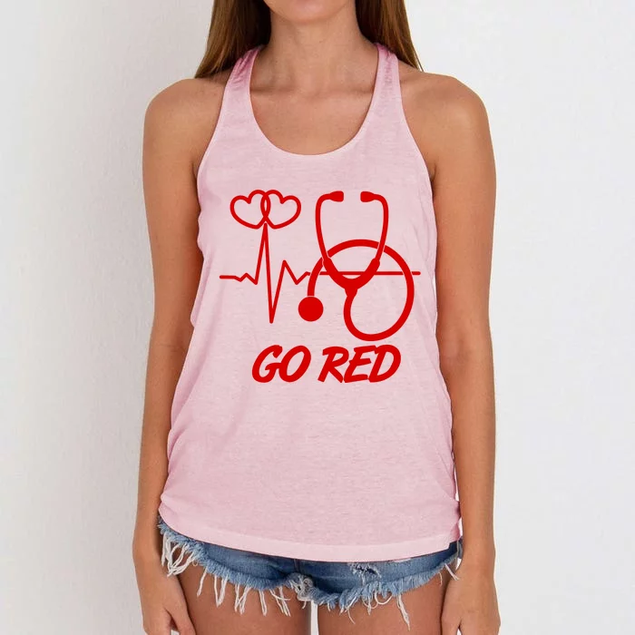 Go Red Heart Disease Awareness Month Wear Red Women's Knotted Racerback Tank