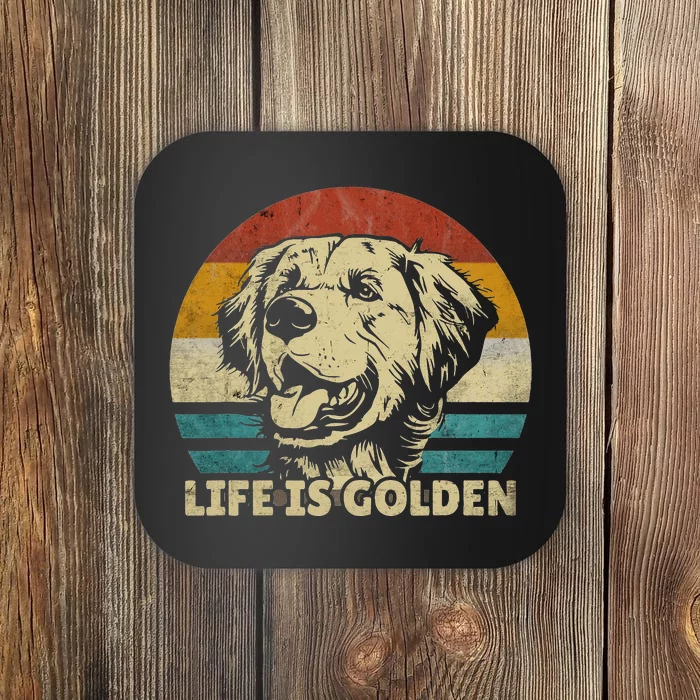 Golden Retriever Hund Life is golden retro vintage Coaster