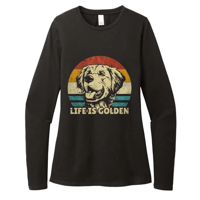 Golden Retriever Hund Life is golden retro vintage Womens CVC Long Sleeve Shirt