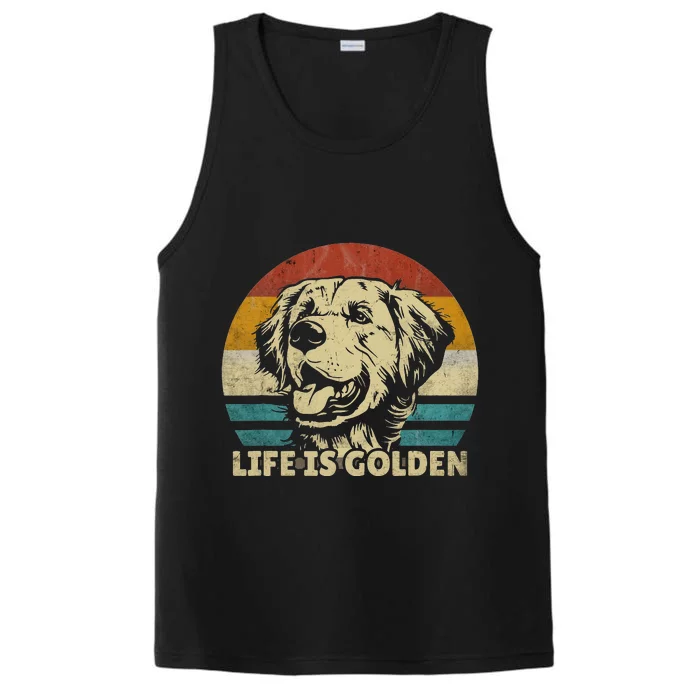 Golden Retriever Hund Life is golden retro vintage Performance Tank