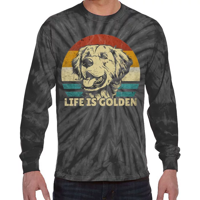 Golden Retriever Hund Life is golden retro vintage Tie-Dye Long Sleeve Shirt