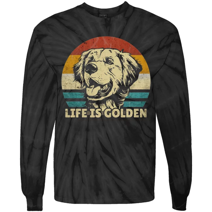 Golden Retriever Hund Life is golden retro vintage Tie-Dye Long Sleeve Shirt