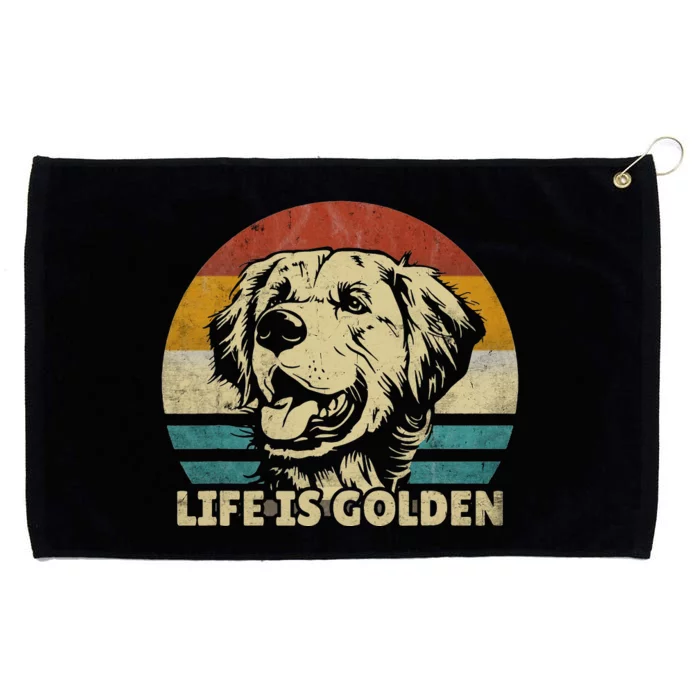 Golden Retriever Hund Life is golden retro vintage Grommeted Golf Towel