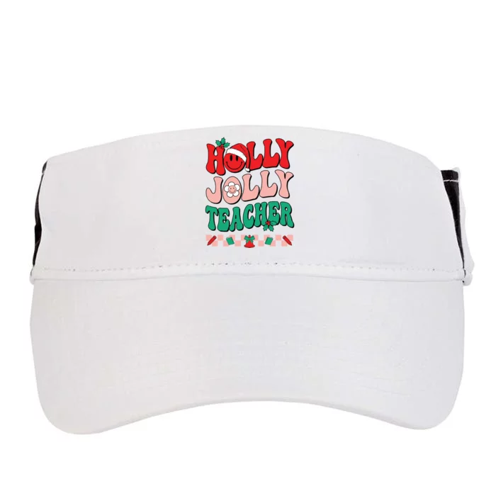 Groovy Retro Holly Xmas Jolly Teacher Christmas Vibes Hippie Adult Drive Performance Visor