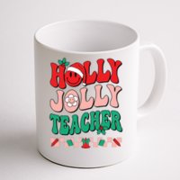 Groovy Retro Holly Xmas Jolly Teacher Christmas Vibes Hippie Coffee Mug