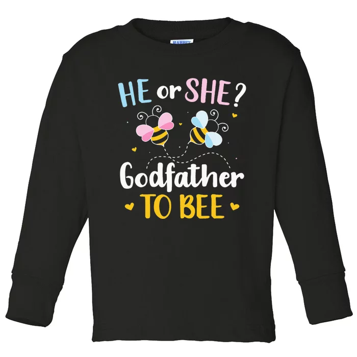 Gender reveal he or she godfather matching family baby party Toddler Long Sleeve Shirt