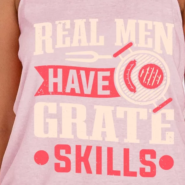 Griller Real Have Grate Skills Grilling Grill Bbq Cool Gift Women's Knotted Racerback Tank