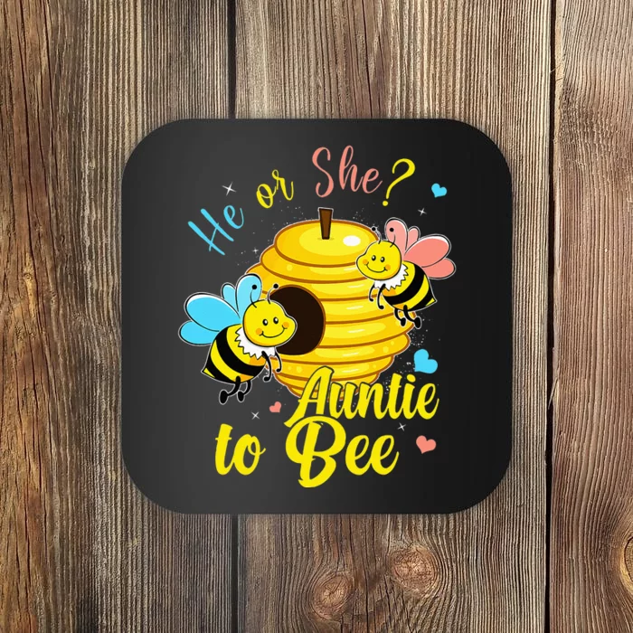 Gender Reveal He Or She Auntie To Bee Baby Announcement Coaster