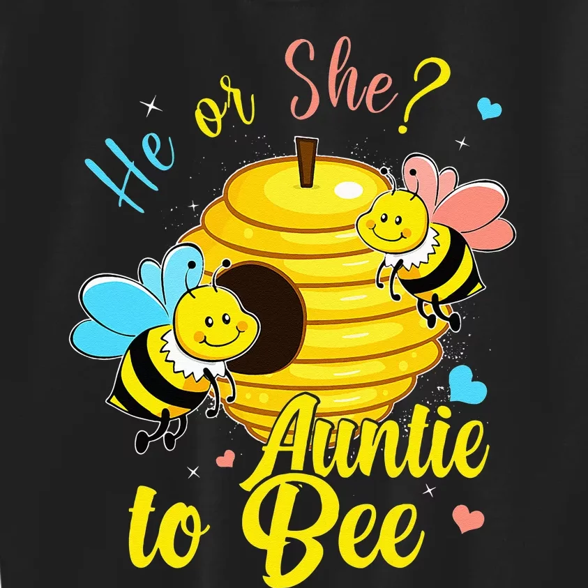 Gender Reveal He Or She Auntie To Bee Baby Announcement Kids Sweatshirt