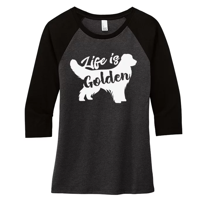 Golden Retriever Hund Life is golden retro vintage Women's Tri-Blend 3/4-Sleeve Raglan Shirt